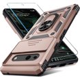 thumbnail image 1 of KOMI Compatible with Google Pixel 7a Case Built in Slide Camera Lens Cover+Screen Protector+Finger Ring Holder Kickstand,Heavy Duty Shockproof Full Body Protective Phone Cover,2023 Rose Gold, 1 of 5