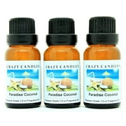 Crazy Candles Paradise Coconut 3 Bottles 1/2oz Each (15ml) Premium Grade Scented Fragrance Oil Made in USA