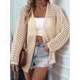 thumbnail image 6 of Women'S 2025 Crochet Light-Weight Cardigan Short Sleeve Boho Open Front Sweater Tops Apricot M, 6 of 9