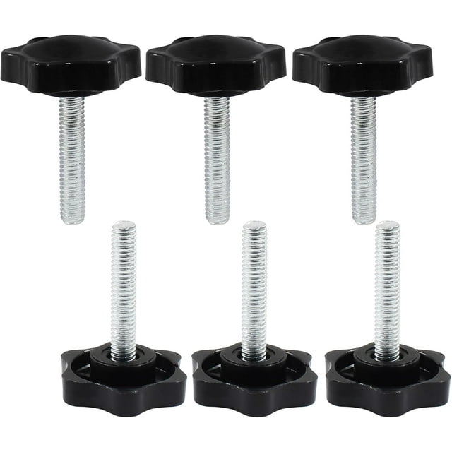 YISITIAN M6 x 30 Thread Star Knobs, Stainless Steel Hex Grip with Plastic Handle, Clamping Handles for Assortment Fixing (6 Pcs, Hex Shape with Nuts and Flat Washers) CJ919-76475