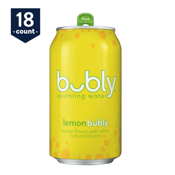 bubly Sparkling Water, Lemon, 12 oz Cans, 18 Count