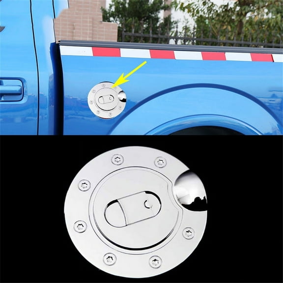 Acaigel For Ford F150 2004-2008 Triple Chrome Fuel Gas Tank Door Cover Cap Plated Abs