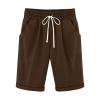 Plebaso Women's Knee Length Shorts Drawstring Casual Shorts with Pockets Solid Color Summer Beach Shorts