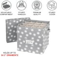 thumbnail image 3 of Christmas Ornament Storage Box with Lid - Fits up to 64 3" Ornaments Holiday Cube - Grey/White Snowflakes, 3 of 9