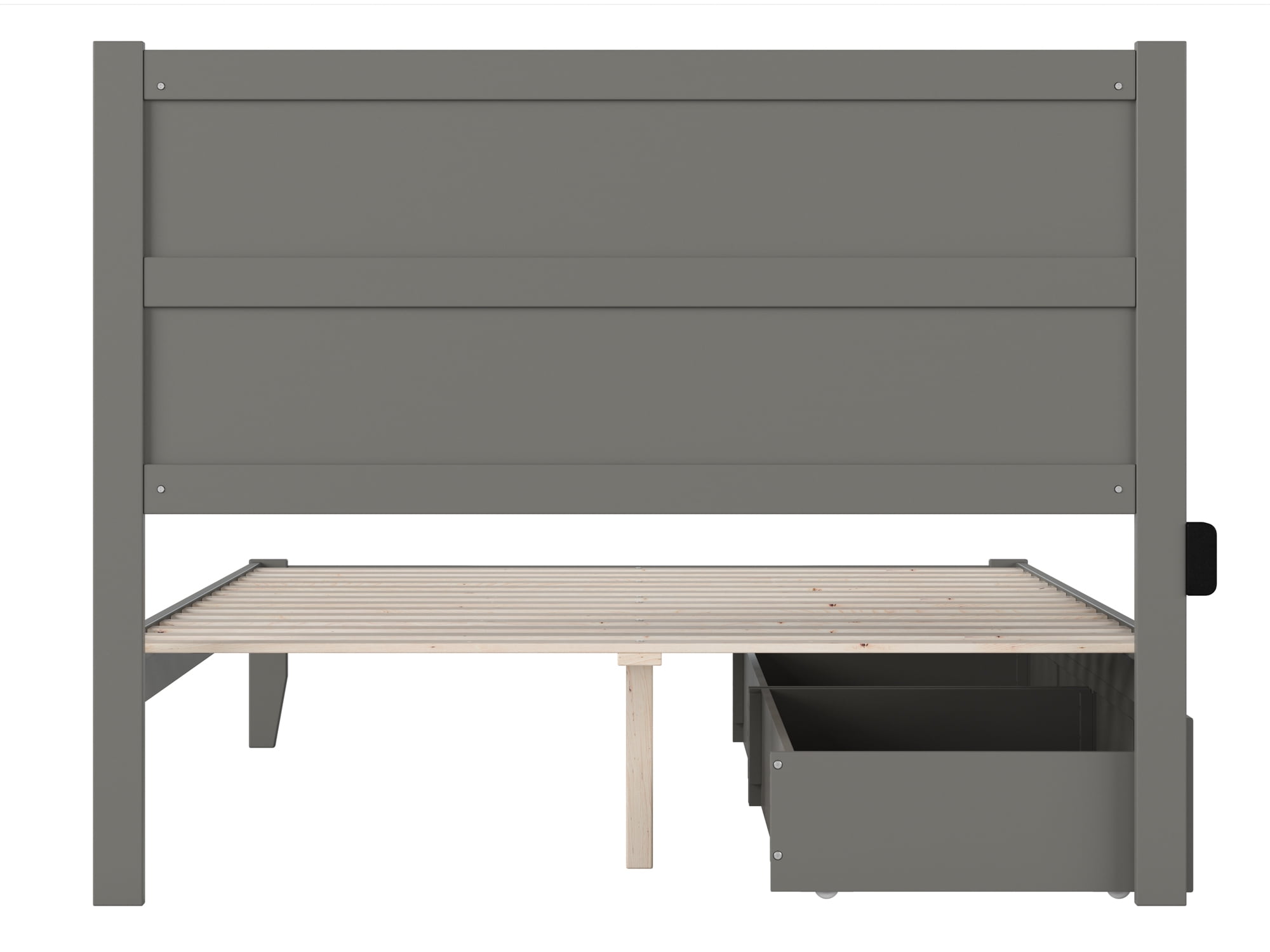 AFI NoHo 14" Queen Wood Platform Bed Frame with Set of 2 Storage Drawers, Grey