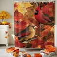 thumbnail image 3 of Shower Curtain 72"W x 72"L Fall Thanksgiving Cardinals Leaves Fabric Shower Curtains Set with Hooks Water Repellent Bathroom Curtains Machine Washable Bathroom Accessories, 3 of 6