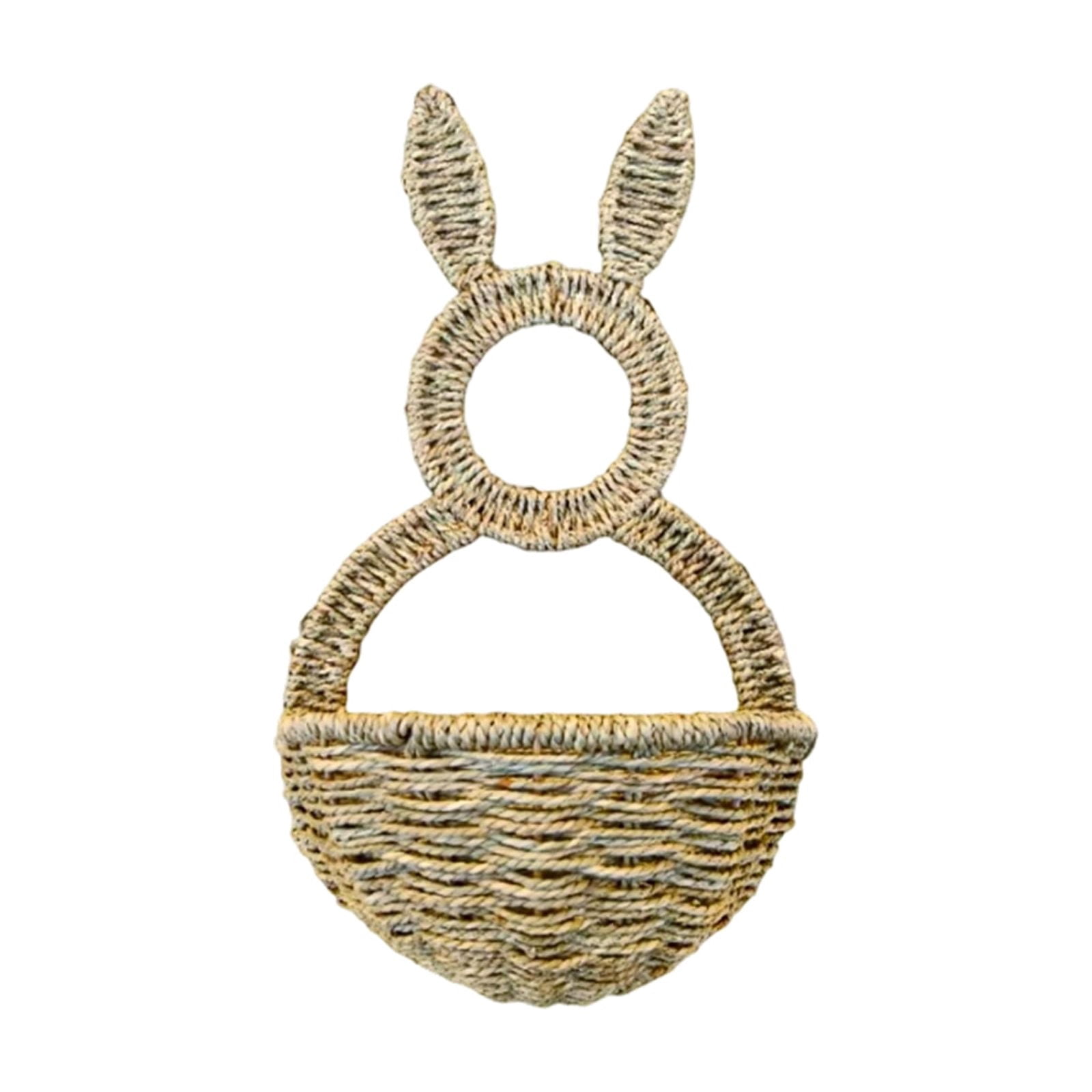 Rattan Rabbit Basket with Solid Ears 15.7 inch Hand-woven Storage Bin for Easter Home Decor, Large Natural Wicker Bunny Basket for Farmhouse Shelf, Pantry Organization, Living Room Centerpiece