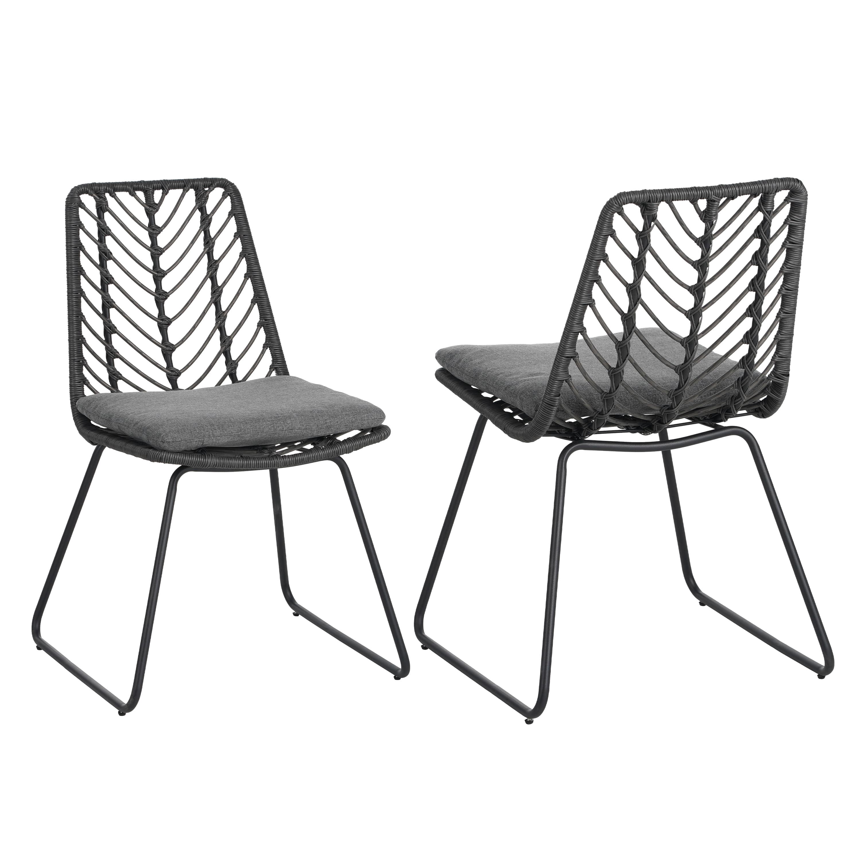 MAYEERTY CHAIR 2PCS with 2 Gray Cushions Comfortable Seating for Living Room Dining Room