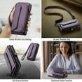 thumbnail image 3 of ELEHOLD for Samsung Galaxy S25 Ultra Wallet Case,Support Wireless Charging PU Leather RFID Blocking Card Holder Kickstand Flip Shockproof Case with Crossbody/Wristlet Strap ,Purple, 3 of 9