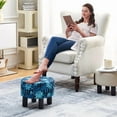 thumbnail image 2 of DECMAY Round Linen Ottoman Foot Stool – Padded Footrest with Non-Skid Pine Legs for Couch, Desk, Dorm, Office, 2 of 6