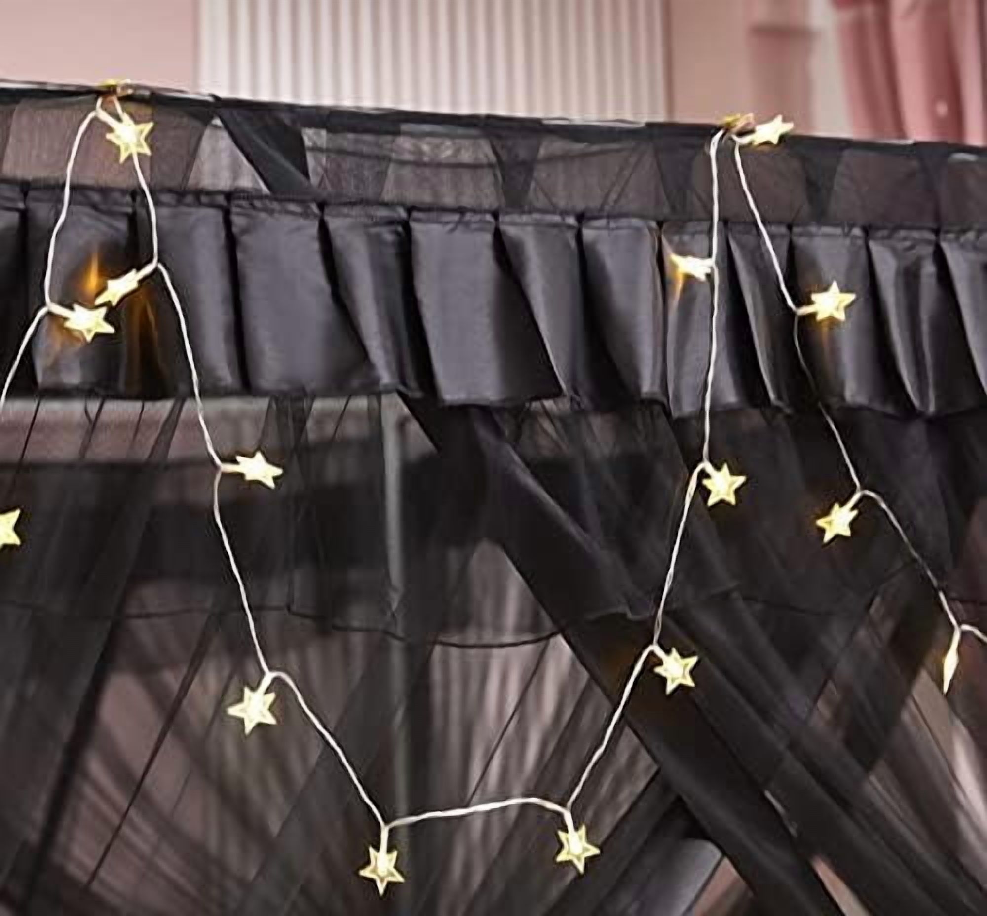 Simple 4 Corners Post Canopy Bed Curtains Bed Drapes (Twin XL, Black)