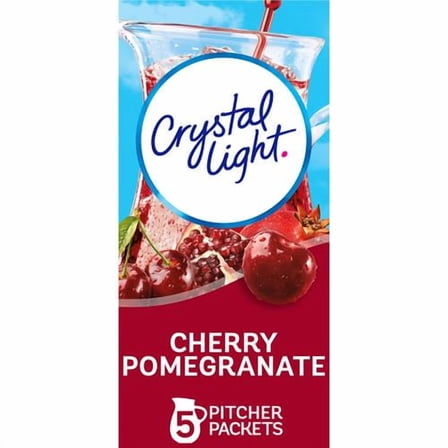 Crystal Light Sugar-Free Cherry Pomegranate Naturally Flavored Powdered Drink Mix 5 Count Pitcher Packets - Pack of 2
