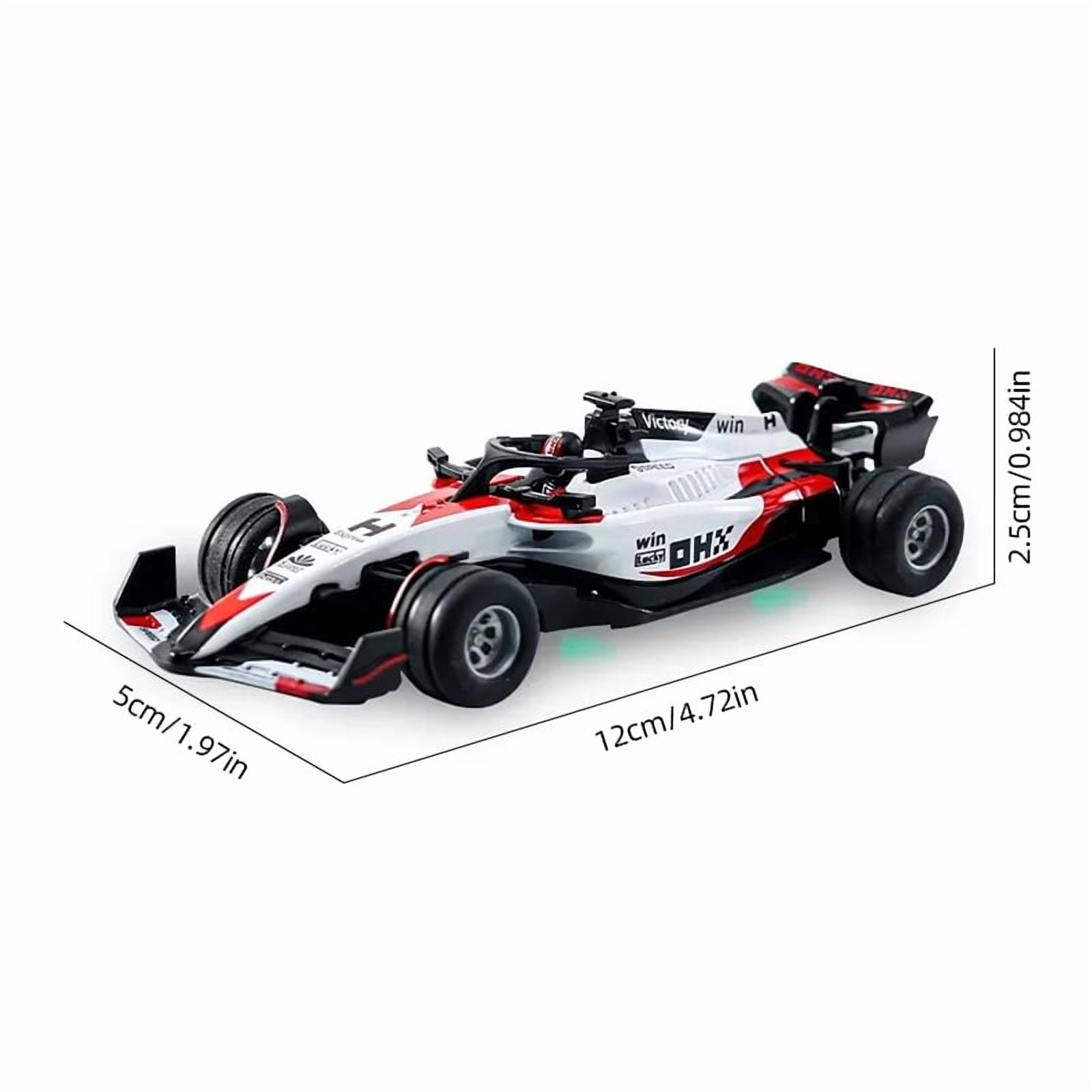 1:64 RC Formula Racing Car Mini 2.4G Alloy Remote Control Car with Light Adjustable Speed Cars Toys for Children's Gifts-White