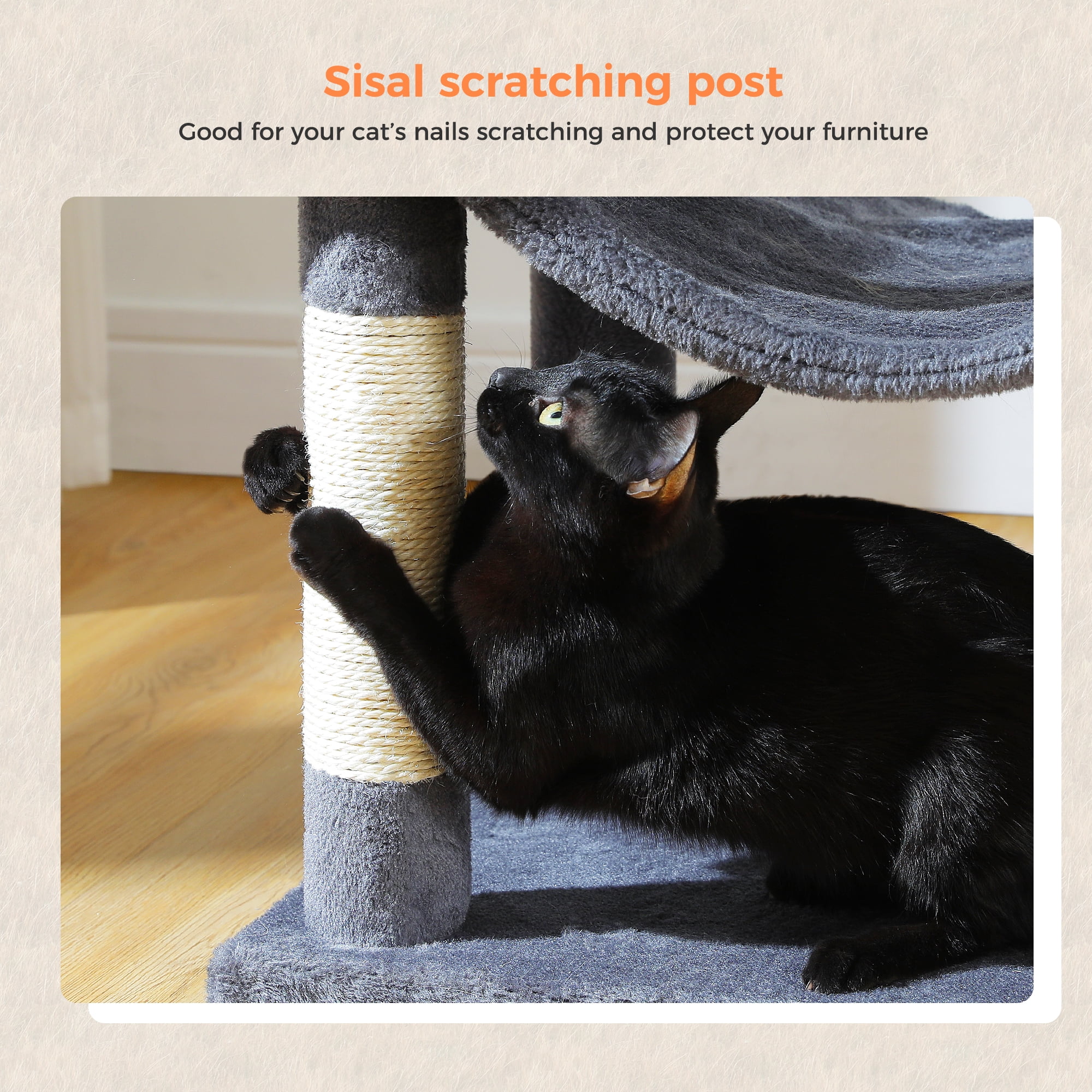 PAWZ Road 46.5" Large Cat Tree Multi-Level Cat Tower with Top Perchs&Big Condo Indoor Dark Gray
