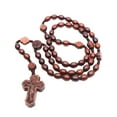 thumbnail image 4 of Collar de Cruz de , cuentas de madera, cadena para hombres y mujeres, colgante católico, joyería religiosa portátil para aniversarios, Día de, 4 of 9