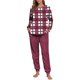 thumbnail image 4 of Conjunto de pijama informal de invierno para mujer, de doble cara, con cuello redondo estampado, manga larga, top anudado a mano, pantalones con cordón ajustable, ropa de casa, blusa de poliéster., 4 of 7