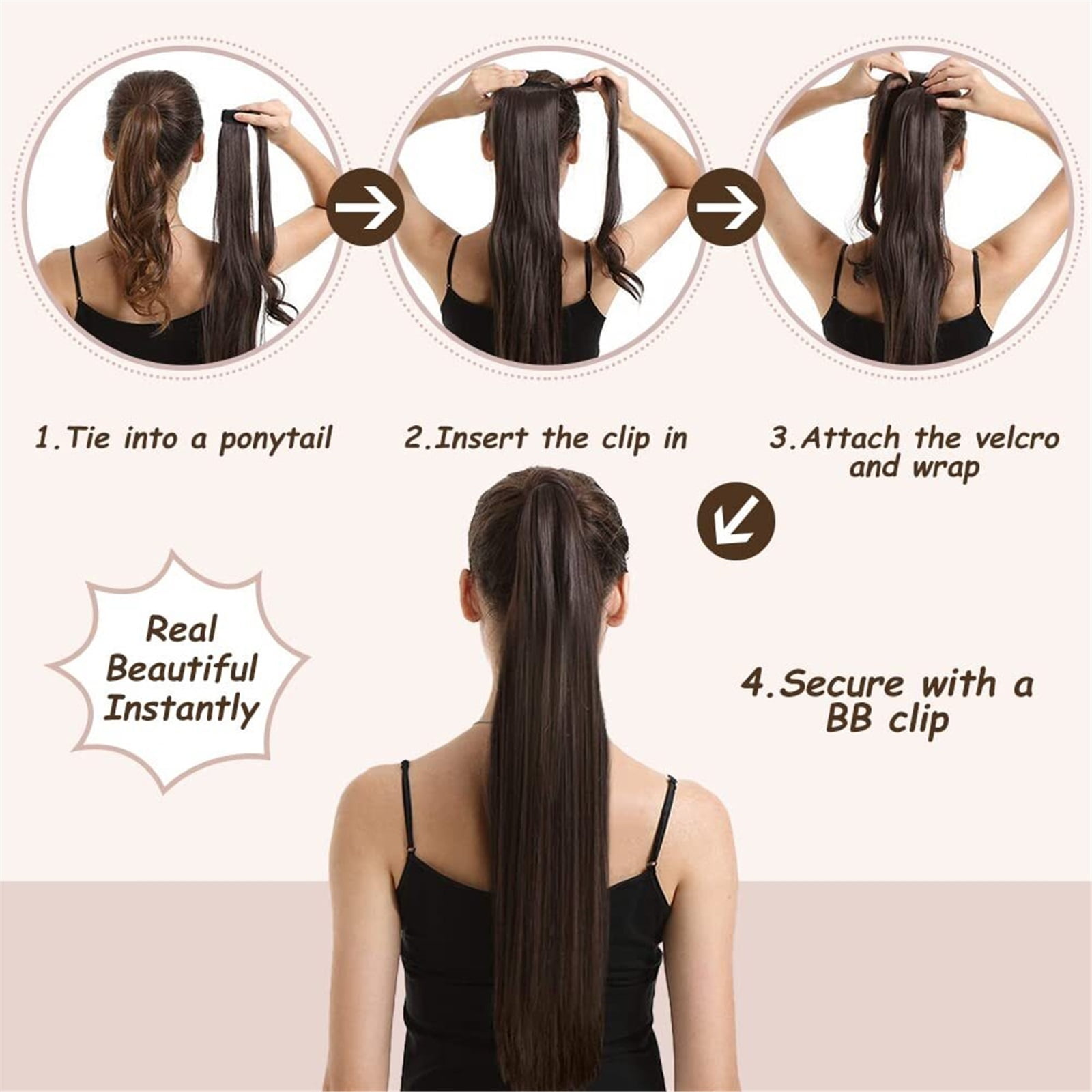 Natural Human Hair Ponytail Hair Extensions #613 Brazilian Remy Wrap Pony Clip In Hair Extension