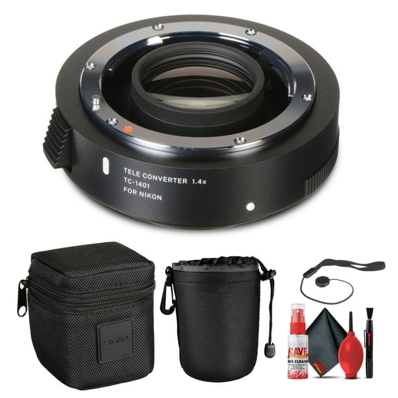 Sigma TC-1401 1.4x Teleconverter for Nikon F (879306) Bundle: Lens Pouch, Soft Carrying Case, Full Cleaning Kit, Lens Cap Keeper