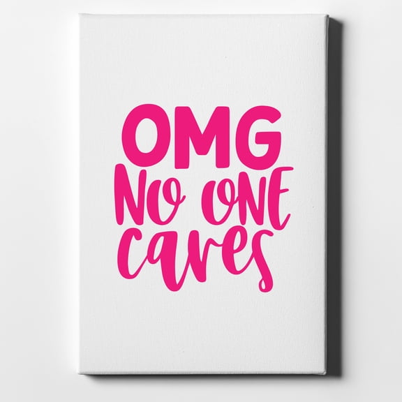 OMG No One Cares - Hot Pink - 8" x 10" - Decorative Canvas Wall Art - White Edge - 5/8" Gallery Wrapped