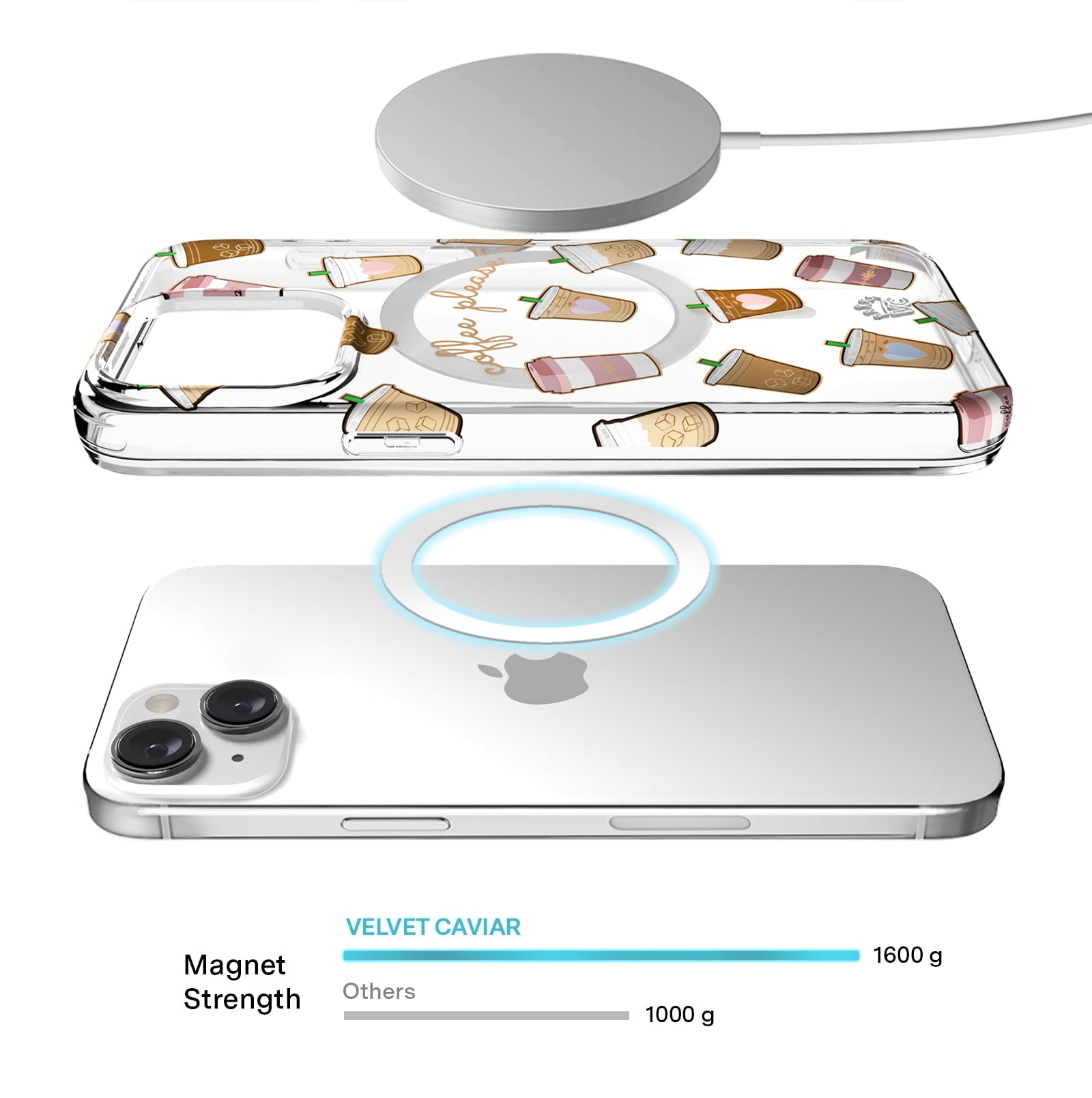 VELVET CAVIAR iPhone 15 Plus Case Compatible with MagSafe - Cute Clear Protective Phone Cases for Women - Coffee First