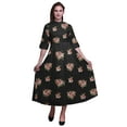 thumbnail image 1 of Bimba Robe Chemise Mi-Mollet à Manches Retroussables Imprimée Florale pour Femmes - Grande Taille, 1 of 5