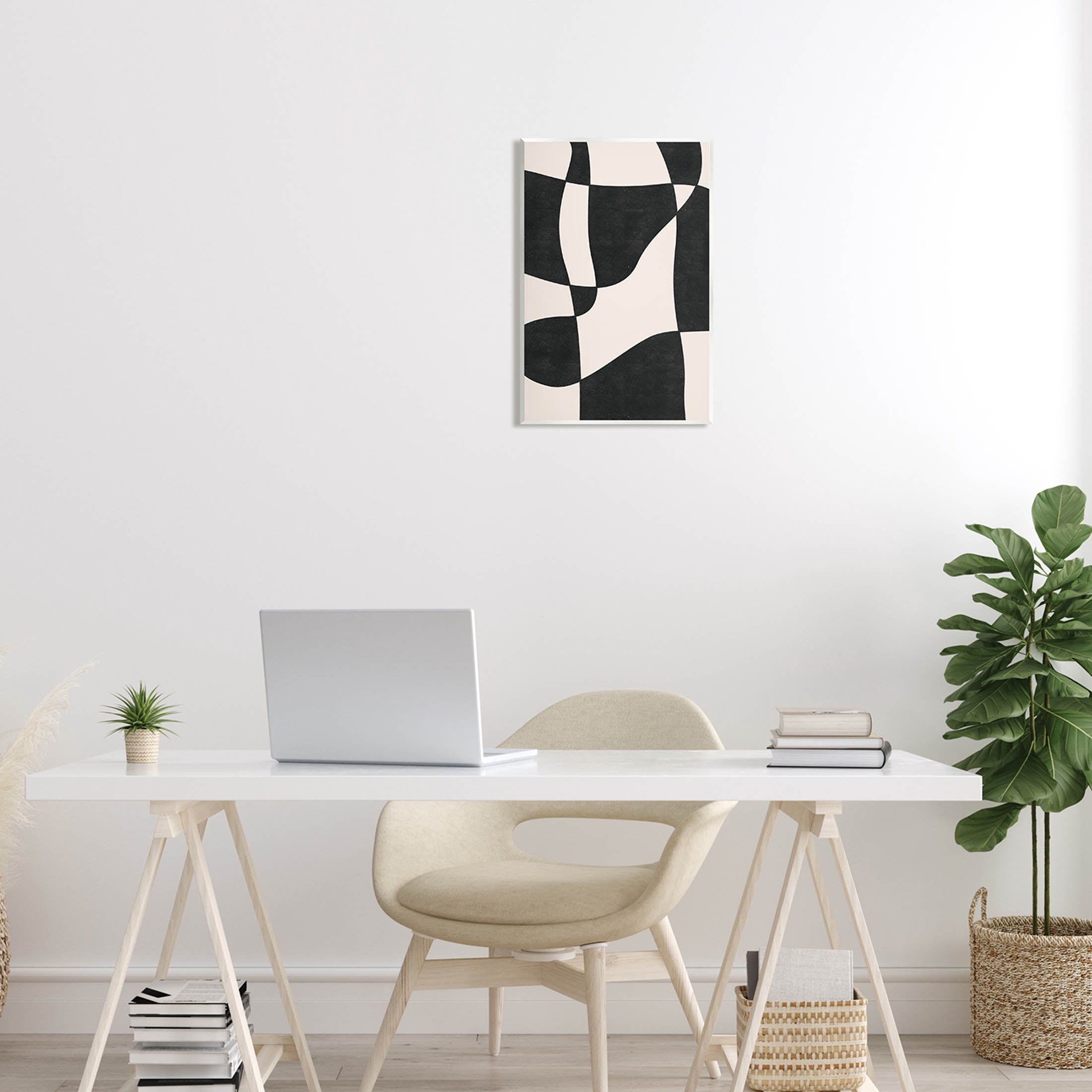 Stupell Industries Retro Wavy Checkered Pattern Shapes Graphic Art Unframed Art Print Wall Art, Design by JJ Design House LLC