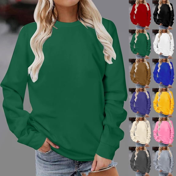 XINPING Womens Crewneck Long Raglan Sleeve Sweatshirt Relaxed Fit Pullover Tops Solid Baggy Comfortable Sweatshirts Pullover Autumn and Winter 2026