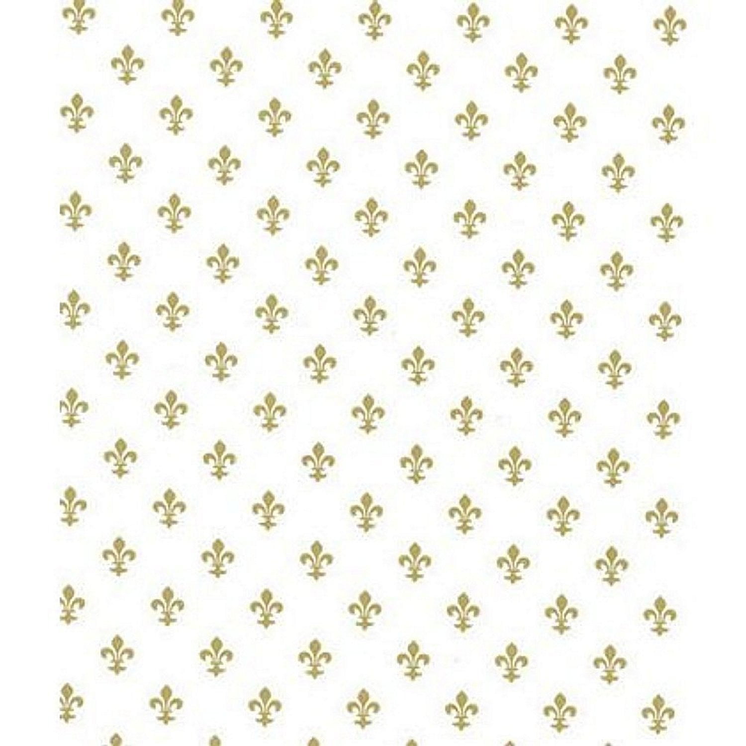 White & Gold FLEUR DE LIS Floral Tissue Paper for Gift Wrapping 15"x20" Sheets 