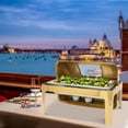 thumbnail image 5 of 9.5-Quart Gold Skillet Buffet Set, Rectangular Stainless Steel Buffet Warmer, Collapsible Frame Holder with Tray Lid (Gold), 5 of 9