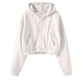 thumbnail image 3 of Zip Up Hoodie for Women Long Sleeve Plain Drawstring Hooded Sweatshirt Solid Color Fall Clothes Y2k Fashion Jackets, 3 of 5