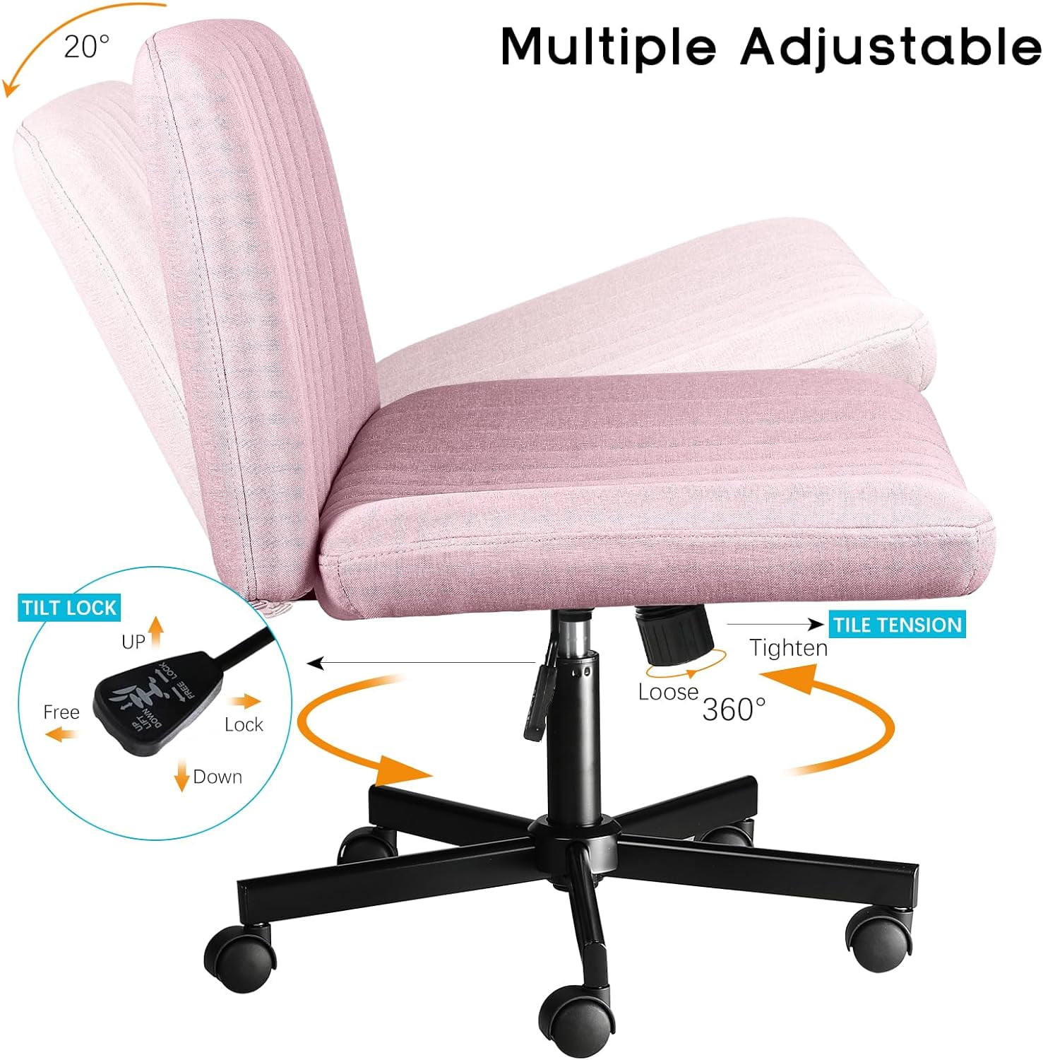 Criss Cross Desk Chair with Wheels, Ergonomic and Flexible for Comfortable sitting