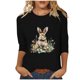 thumbnail image 2 of Xuyuer Ladies' Easter Print Round Neck Three Quarter Sleeve 3/4 Sleeve T-shirt Loose Tops Casual Loose Fit Crewneck T Shirts Tunic Tops, 2 of 5