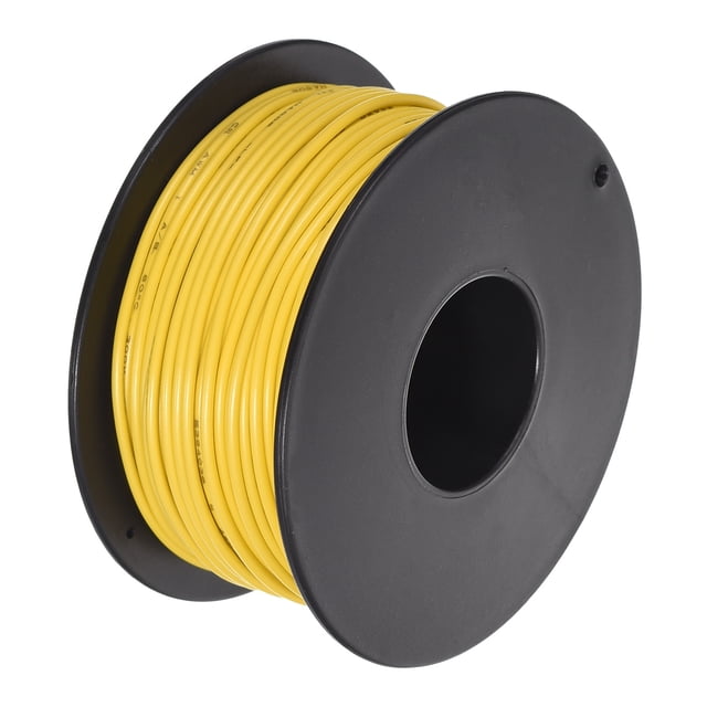 Uxcell Fil Torsadé 24AWG 30m/100 Pieds Jaune, Fil Électrique UL1007 Bobine