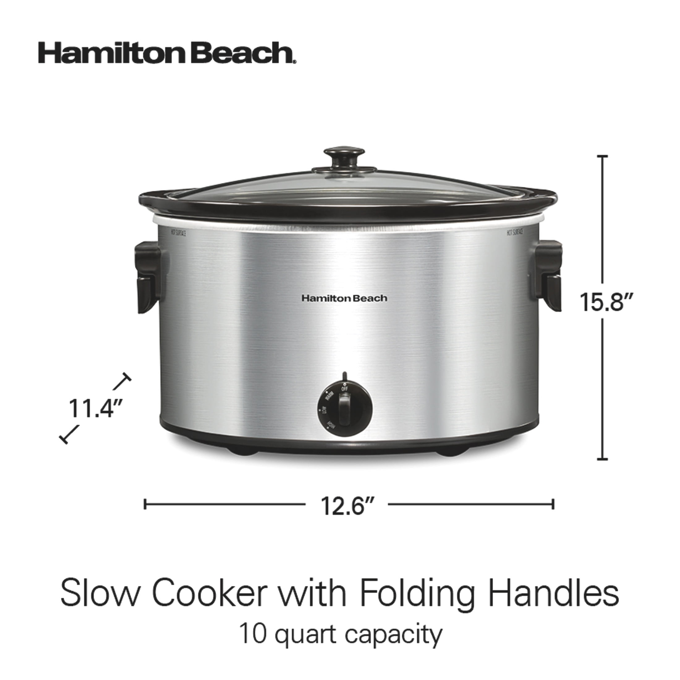 Hamilton Beach 10 Qt Slow Cooker, Stoneware Crock with Removable Pot, Stainless Steel