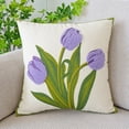 thumbnail image 1 of Funda de almohada con diseño de tulipán verde fresco y sencillo con flores bordadas para sofá, cama, almohada de cintura para oficina, 1 of 6