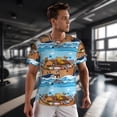 thumbnail image 3 of Wukai Animals on Noah's Ark Floating Print Men's Short-Sleeved Mesh T-Shirt,Quick-Dry Short Sleeve Workout T-Shirt-Large, 3 of 8