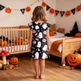 thumbnail image 5 of NOLDARES Halloween Girls Nightgowns Kids Flutter Short Pajamas Nightdress Princess Nightgown Sleep Dress(N211-Black), 5 of 7