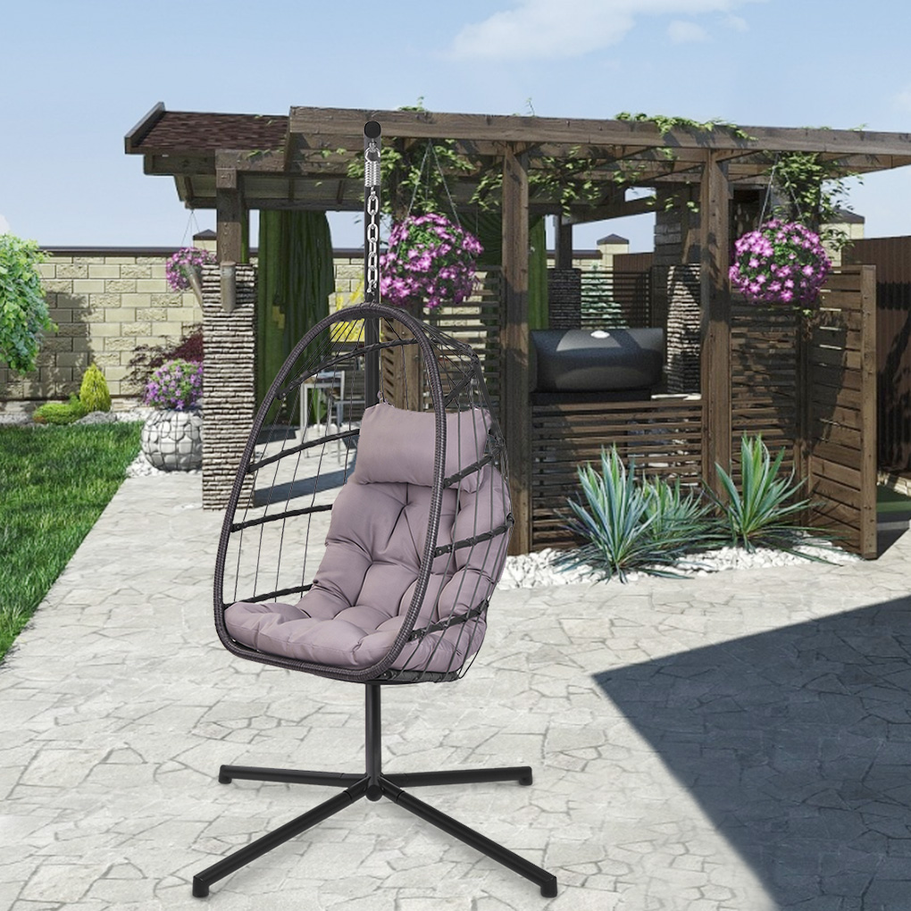Wicker Hanging Chair Indoor Outdoor Swing Egg Chair Hammock Couch for Patio Garden Courtyard - image 4 of 10