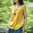 thumbnail image 2 of Women's Linen Tank Tops Loose Fitting Flowy Summer Shirts Solid Color Sleeveless Leisure Blouse Tee, 2 of 6