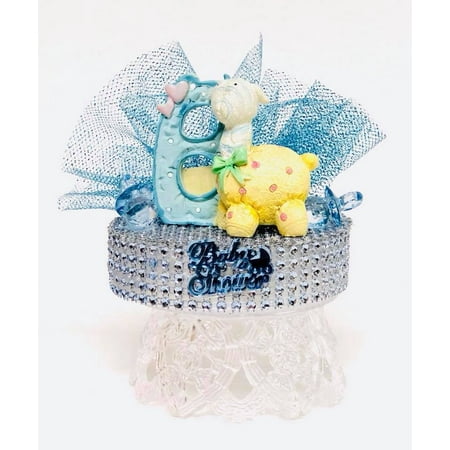 Baby Shower Giraffe Blue Cake Centerpiece Decoration With Letter B