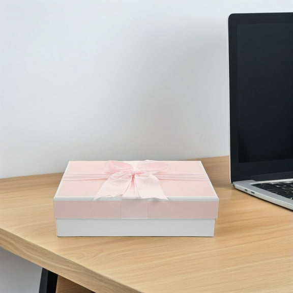 WHAMVOX Flower Boxes with Lids Kraft Paper Present Boxes Ribbon Bowknow Packaging Boxes for Birthday Wedding Baby Shower Valentine Party Favors