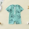 thumbnail image 2 of Ccpelsie Toddler Baby Boy One Piece Swimsuit Short Sleeve Zip Up Bathing Suit Infant Rash Guard Swimwear（Green,2-3 Years), 2 of 6