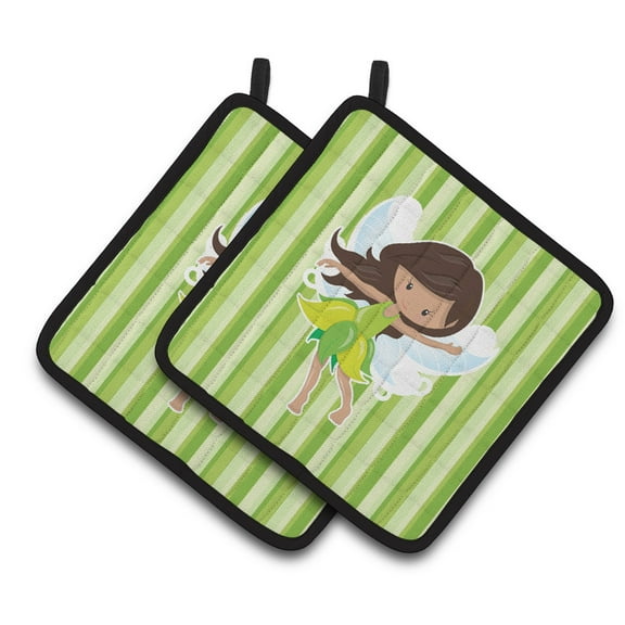 Caroline's Treasures Fairy Green Stripes Pair of Pot Holders
