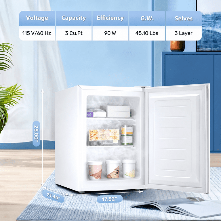 Auseo Mini Freezer 2.6 Cu.ft, Compact Upright Freezer, Energy