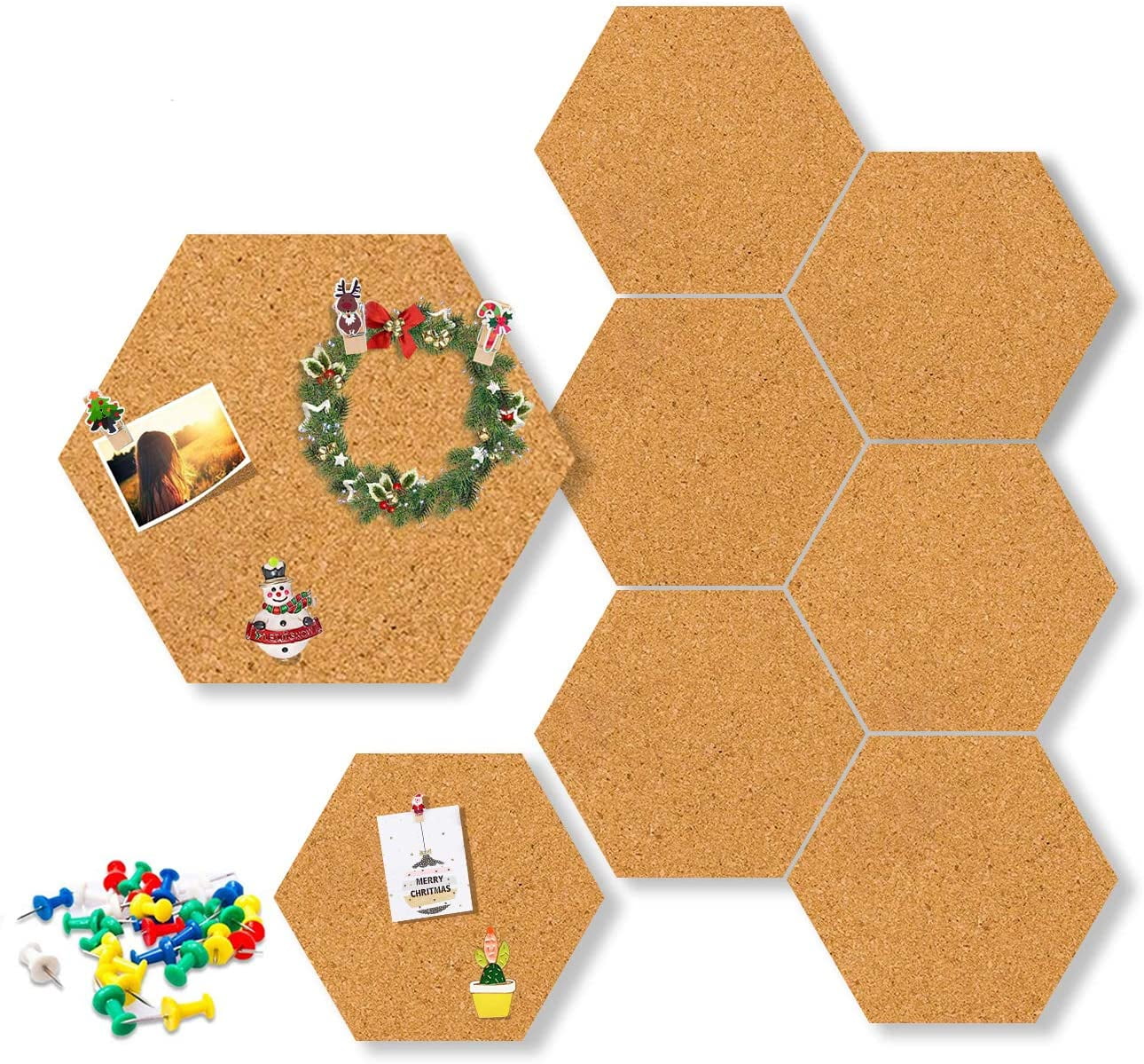 Yoillione Hexagon Felt Board Tiles Self Adhesive,Colorful Hexagon Cork Tiles 