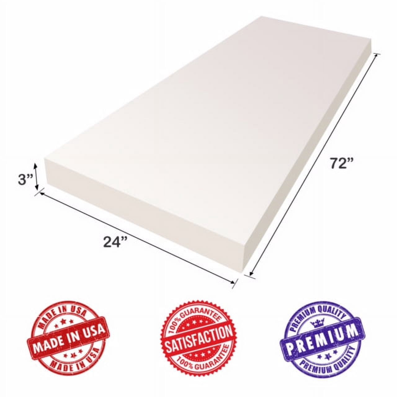 Dream Solutions USA Upholstery Foam Cushion Sheet- 3"x24"x72"-High Density Support-Premium Luxury Quality- Good for Sofa Cushion, Mattresses, Wheelchair, Poker Table, and Much More