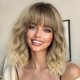 thumbnail image 1 of Peluca AISI HAIR, rizada, con flequillo, rubia degradada, sintética, 1 of 5