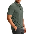 thumbnail image 5 of HAOTAGS Men’s Short Sleeve Waffle-Knit Polo Shirt, Classic Collar Lightweight & Breathable Casual Top Army Green XL, 5 of 8