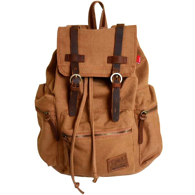 Mochila HuaChen Vintage Canvas de 19 L con compartimento para portátil de 14 pulgadas