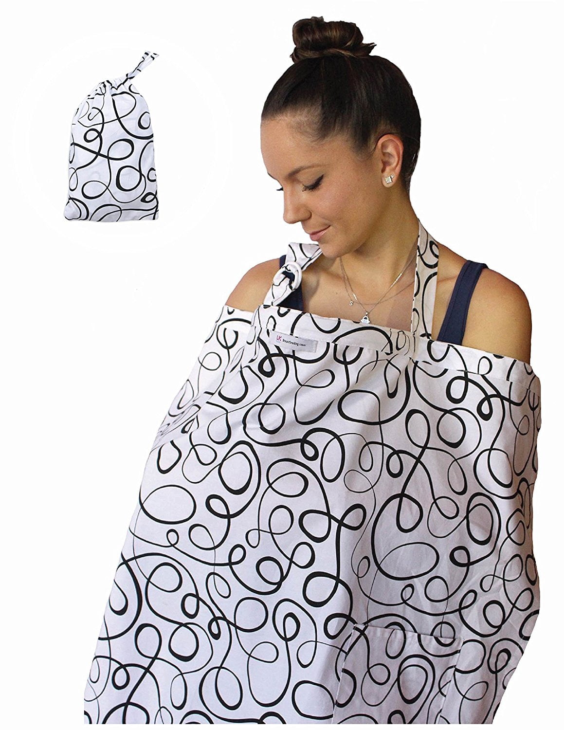 Baby Feeding Cover for Breastfeeding Cover ups Newborns in Public Full Coverage Allo Nursing Cover Breathable and Soft Cotton Light Gray Rigid Neckline and Burp Cloth 